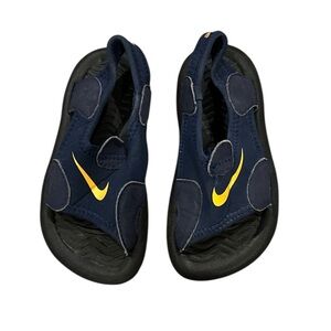 Nike Kids Dark Blue Yellow Swim Swoosh Beach Sandals 6